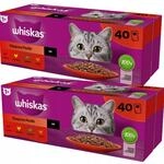 Whiskas Adult Katzenfutter nass Klassische Auswahl in So&szlig;e 80 Portionsbeuteln (2-er