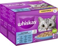 WHISKAS&reg; Multipack Portionsbeutel 1+ Fisch Auswahl 4 Variet&auml;ten Lachs,...