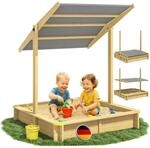 Spielwerk&reg; Sandkasten Samu Sonnendach 120x120cm naturbelassenes Holz F&uuml;llstand