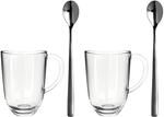 Leonardo Napoli Latte Macchiato-Tassen und L&ouml;ffel 4er Set, sp&uuml;lmaschinengeeignete
