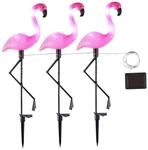 Haushalt International HI 70326 Solar Gartenstecker Flamingo 3er Set H&ouml;he 52cm