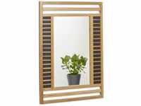 Relaxdays Bambus Spiegel, Badspiegel mit dekorativem Holzrahmen, Hochformat
