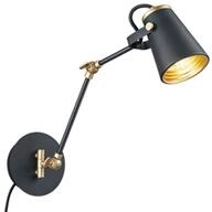 Trio Leuchten Wandleuchte Edward 208870132, Metall Schwarz matt/goldfarbig, exkl. 1x