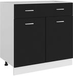 vidaXL Unterschrank 80x46x81,5 cm, Schwarz, Holzwerkstoff, Bad- &...