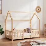 [en.casa] Kinderbett Sisimiut Hausbett Montessori 70 x 140 cm mit Rausfallschutz