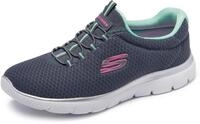 Skechers Damen Summits 12980 Turnschuhe, Charcoal Mesh/ Green & Pink Trim, 36 EU