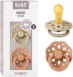BIBS Boheme Schnuller 2er-Pack. BPA-frei, Kirschform Nippel. Naturkautschuk/Latex,
