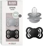BIBS Supreme Schnuller, 0-6 Monate, 2er-Pack, Cloud/Black | Symmetrischer Sauger 