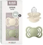 BIBS Supreme Schnuller, 0-6 Monate, 2er-Pack, Ivory/Sage | Symmetrischer Sauger 