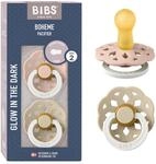 BIBS Boheme GLOW Schnuller, 6-18 Monate, 2er-Pack, Blush/Vanilla | Runder Sauger 