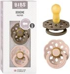 BIBS Boheme Schnuller 2er-Pack. BPA-frei., Kirschform Nippel. Naturkautschuk / Latex,