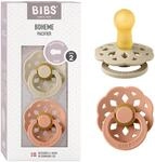 BIBS Boheme Schnuller 2er-Pack. BPA-frei., Kirschform Nippel. Naturkautschuk / Latex,