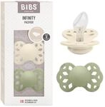 BIBS Infinity Schnuller, 6-18 Monate, 2er-Pack, Ivory/Sage | Anatomischer Sauger 