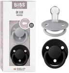 BIBS De Lux Schnuller, 0+ Monate, 2er-Pack, Runder Sauger, Cloud/Black | Silikon 