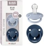 BIBS De Lux Schnuller, 0+ Monate, 2er-Pack, Dusty Blue/Steel Blue | Runder Sauger 