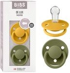 BIBS De Lux Schnuller, 0+ Monate, 2er-Pack, Honey Bee/Olive | Runder Sauger | Silikon