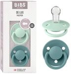 BIBS De Lux Schnuller, 0+ Monate, 2er-Pack, Nordic Mint/Island Sea | Runder Sauger 