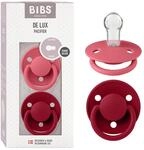 BIBS De Lux Schnuller, 0+ Monate, 2er-Pack, Runder Sauger, Coral/Ruby | Silikon 