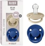 BIBS De Lux Schnuller, 0+ Monate, 2er-Pack, Vanilla/Cornflower | Runder Sauger 