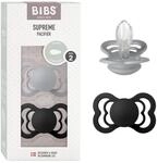 BIBS Supreme Schnuller, 6-18 Monate, 2er-Pack, Cloud/Black | Symmetrischer Sauger 