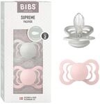 BIBS Supreme Schnuller, 6-18 Monate, 2er-Pack, Haze/Blossom | Symmetrischer Sauger 