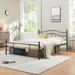 [en.casa] Metallbett Florenz 140x200cm mit Kopfteil Pulverbeschichtet Lattenrost