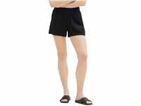 TOM TAILOR Denim Damen 1036520 Basic Shorts aus Leinen, 14482-Deep Black, M