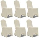vidaXL 6 x Stuhlhusse Stretchhusse cremefarben
