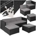 tectake&reg; Poly Rattan Lounge, Outdoor Sitzgruppe, Set mit Sofa Sessel, Hocker, Tisch,