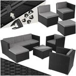 tectake&reg; Poly Rattan Lounge, Outdoor Sitzgruppe, Set mit Sofa, 2 Sesseln, Hocker,