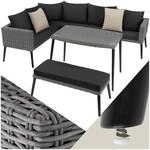 tectake&reg; Aluminium Poly Rattan Lounge, Gartenm&ouml;bel Set mit Ecksofa, Bank und...