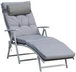 Outsunny Sonnenliege klappbar Strandliege mit Kopfkissen Sitzkissen Liegestuhl...