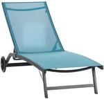 Outsunny Sonnenliege mit Rolle, Gartenliege Alu Liegestuhl mit 5-Fach verstellbare
