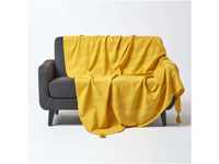 Homescapes extra große Tagesdecke Rajput, gelb, Wohndecke aus 100% Baumwolle,...