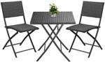 Casaria&reg; Polyrattan Balkonm&ouml;bel 3 TLG. Klappbar Platzsparend 2 Personen Wetterfest