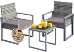 Casaria&reg; Balkonm&ouml;bel Set WPC Tisch 160kg Belastbarkeit Polyrattan 2 St&uuml;hle