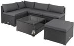 Casaria&reg; Gartenm&ouml;bel Lounge Set Wetterfest 5 Personen Polyrattan Sicherheitsglas