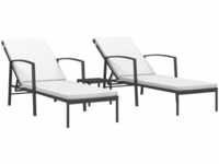 vidaXL 2X Sonnenliege mit Tisch Beistelltisch Gartenliege Relaxliege Liegestuhl