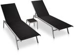 vidaXL 2X Sonnenliege mit Tisch Gartenliege Relaxliege Liege Liegestuhl...