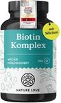 Nature Love Biotin Komplex - mit Zink, Selen, Silizium & Vitamin B5 - hochdosiert mit