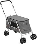 vidaXL Hundewagen Faltbar Grau 100x49x96cm Leinenstoff Hundebuggy Hundetrolley