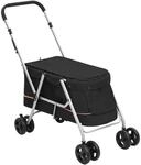 vidaXL Hundewagen Faltbar 100x49x96cm Leinenstoff Hundebuggy Hundetrolley