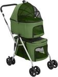 vidaXL Hundewagen f&uuml;r 2 Hunde Faltbar Gr&uuml;n 83x48x97 cm Oxford-Gewebe