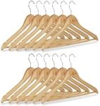 Relaxdays Kleiderb&uuml;gel Set, 12 Hosenb&uuml;gel aus Holz, Garderobenb&uuml;gel, Haken 360&deg;