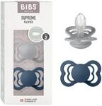 BIBS Supreme Schnuller, 6-18 Monate, 2er-Pack, Cloud/Steel Blue | Symmetrischer