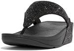Fitflop Women's Lulu Glitter Toe-thongs Open Toe Sandals, Black Black Glitter 339, 8
