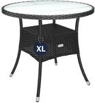 Casaria&reg; Polyrattan Gartentisch 80cm Rund 5mm Sicherheitsglas H&ouml;henverstellbar 80kg