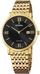 Festina Swiss Made Herrenuhr Analog aus Edelstahl 316l Goldfarben | Quarzwerk,
