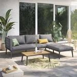 OUTLIV. Lounge Set India, 3-teilig, Stahlgestell, Akazienholz Tischplatte, inkl.