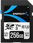 SABRENT SD Karte 256GB V90 UHS-II U3 SDXC Card Class 10, 280MB/s Lesen, 250MB/s